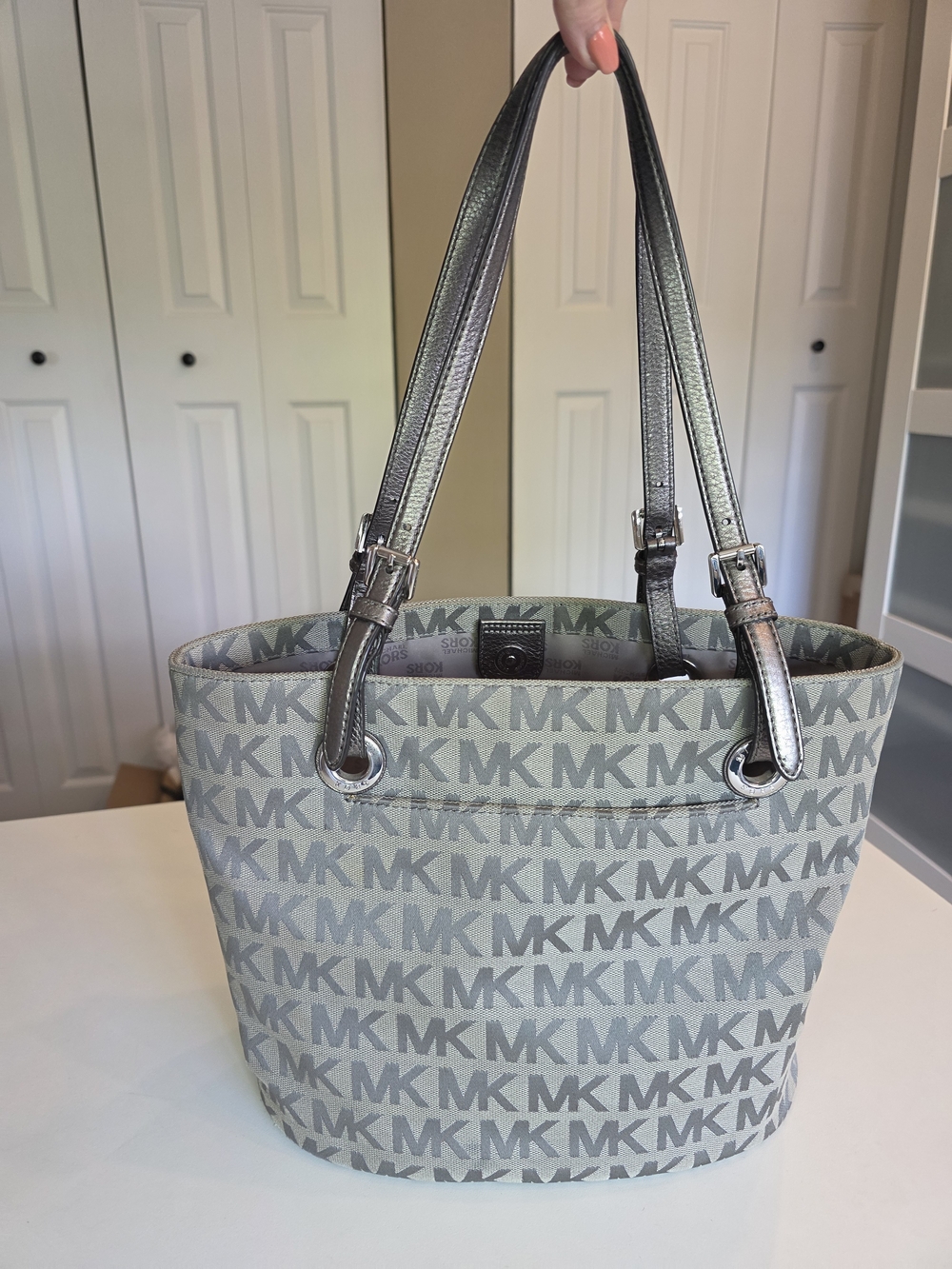 Michael Kors Silver/Grey Monogram Tote Bag